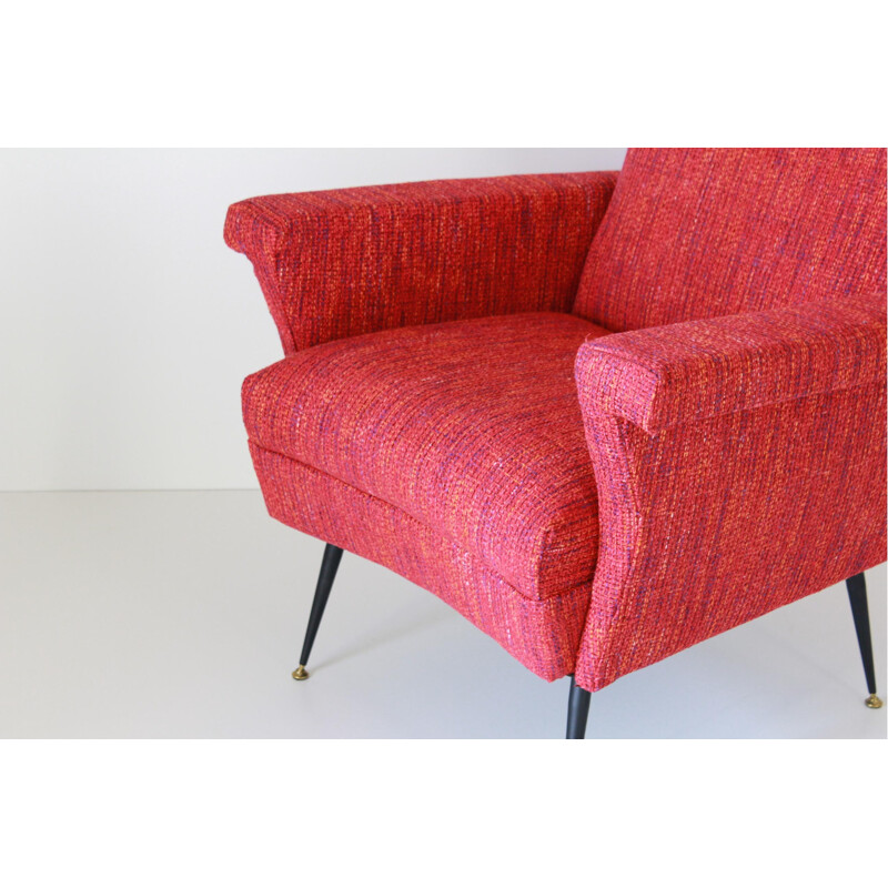 Paire de fauteuils vintage rouges 1950