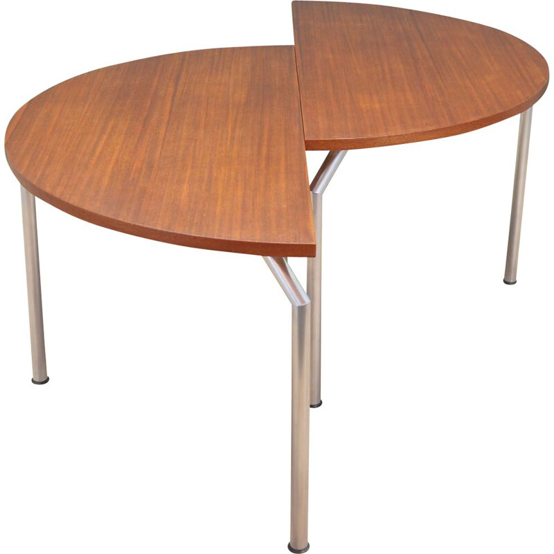 Vintage round teak half table by Bent Krogh, Denmark 1970