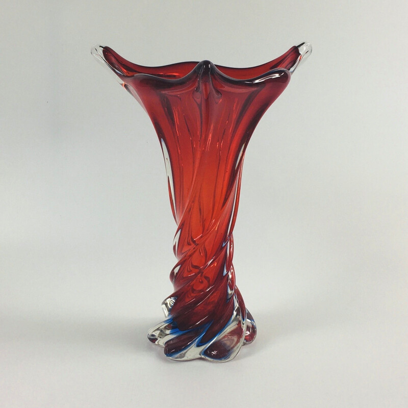 Large vintage Twisted Murano Glass Vase, Italy 1960s