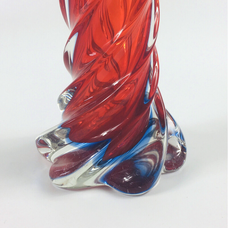 Large vintage Twisted Murano Glass Vase, Italy 1960s