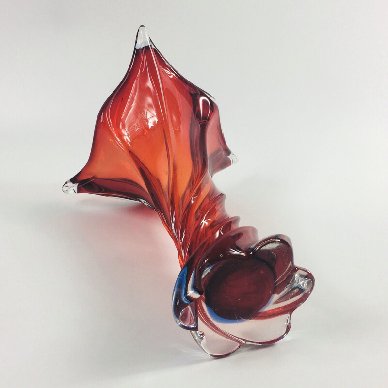 Large vintage Twisted Murano Glass Vase, Italy 1960s