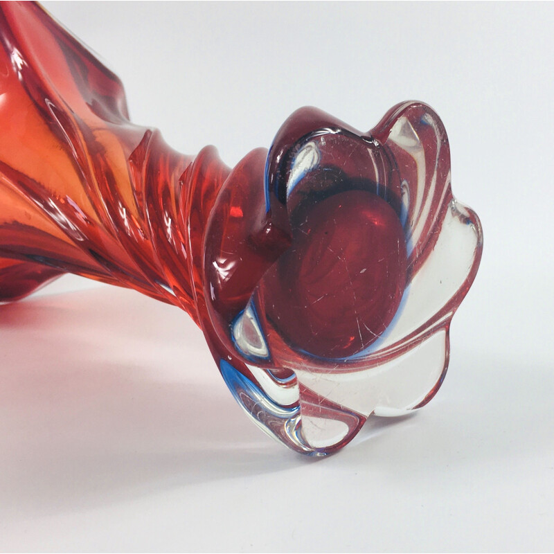 Large vintage Twisted Murano Glass Vase, Italy 1960s