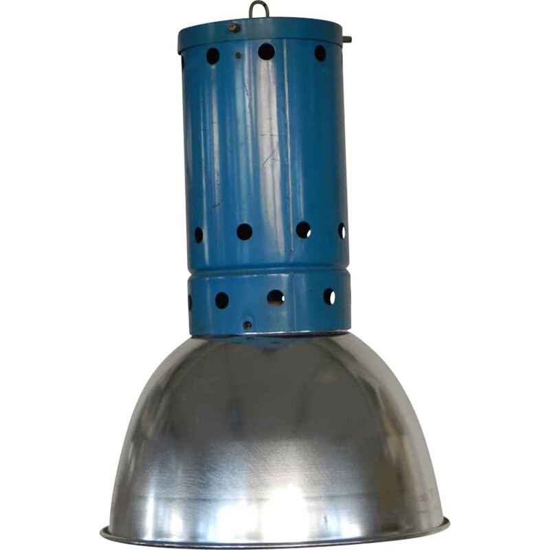 Vintage industriële blauwe hanglamp 1970