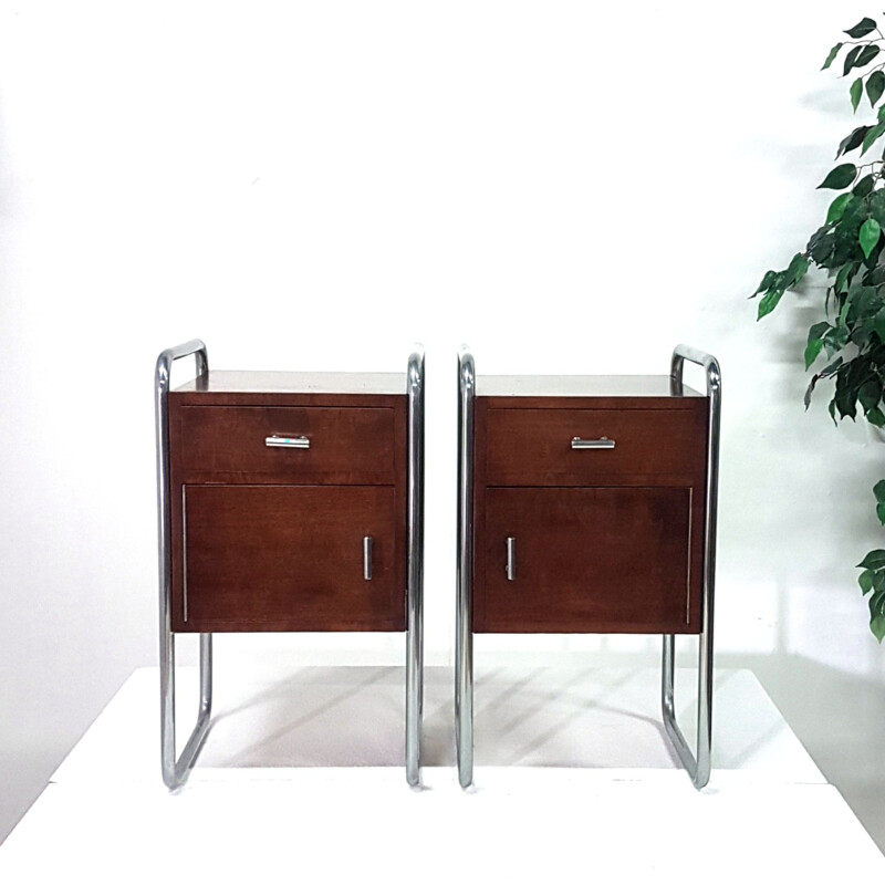 Pair of vintage Bauhaus nightstands by Auping, Netherlands 1950s