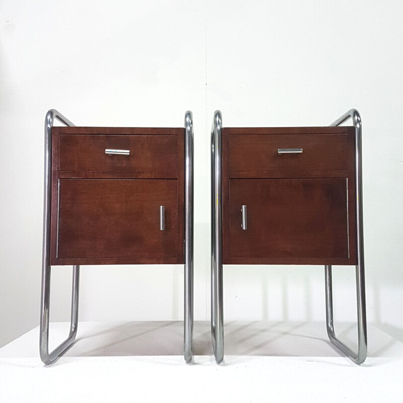 Paire de tables de nuit vintage Bauhaus par Auping, Pays-Bas 1950