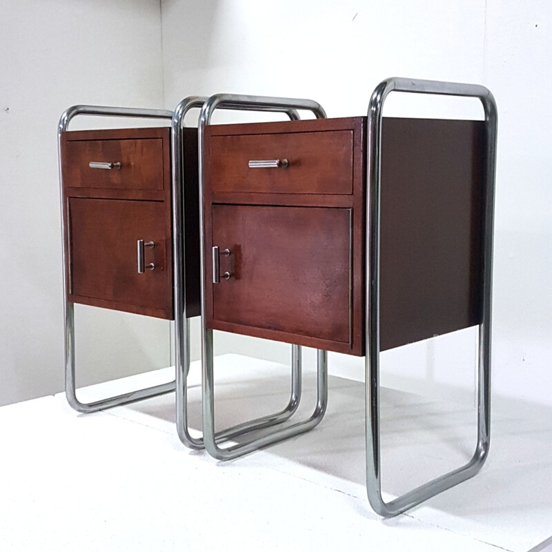Pair of vintage Bauhaus nightstands by Auping, Netherlands 1950s