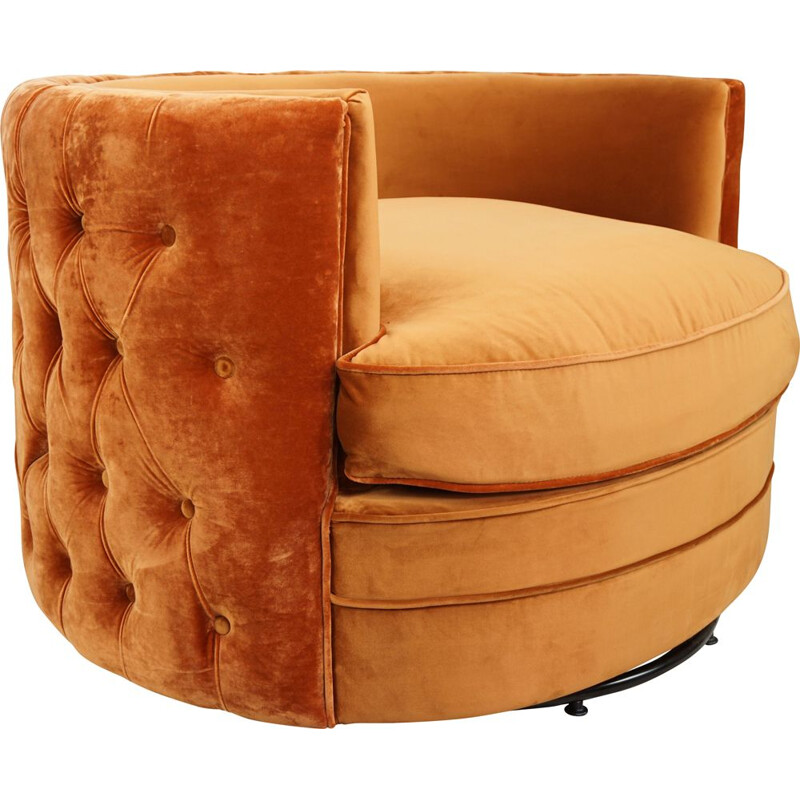 Vintage swivel velvet upholstered armchair