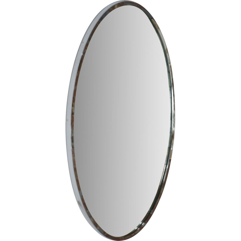 Miroir vintage ovale contour chromé 1950