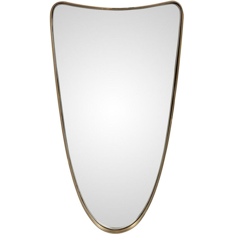 Vintage free-form mirror with brass outline