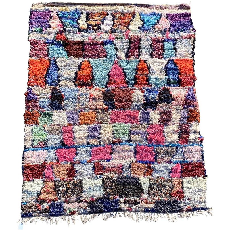 Vintage Boucherouite Berber carpet, Morocco 1980