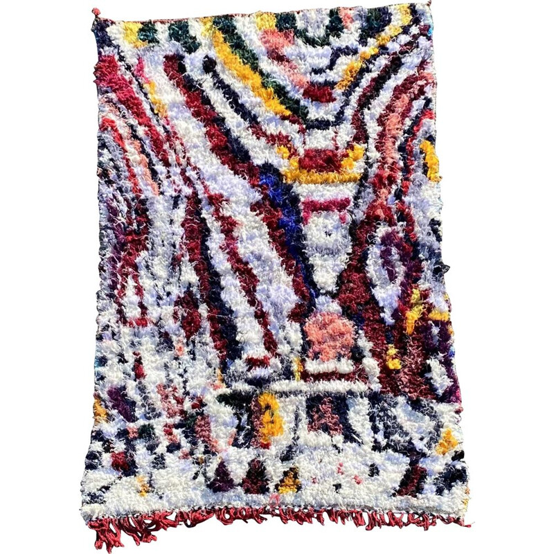 Vintage carpet Berber Boucherouite, Morocco 1980