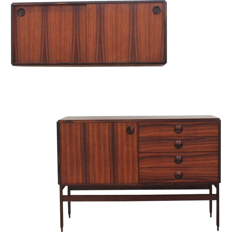 Vintage modular rosewood highboard by Mobili Besana 1960