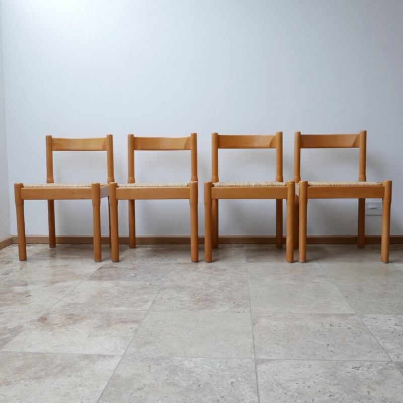 Set of 4 vintage Vico Magistretti Carimate Dining Chairs, Italian 1960s