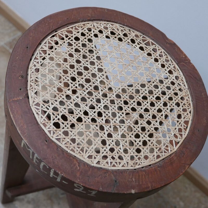 Paire de tabourets vintage de laboratoire originaux par Pierre Jeanneret, Inde 1965