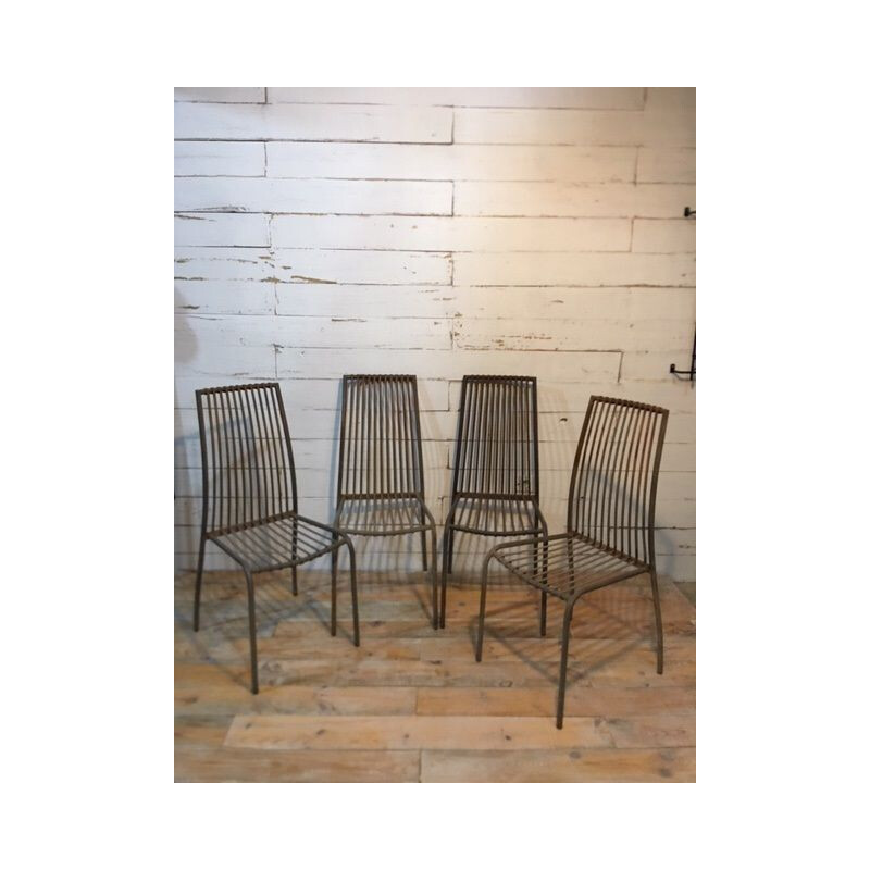 Set of 4 vintage metal chairs for bistro terrace