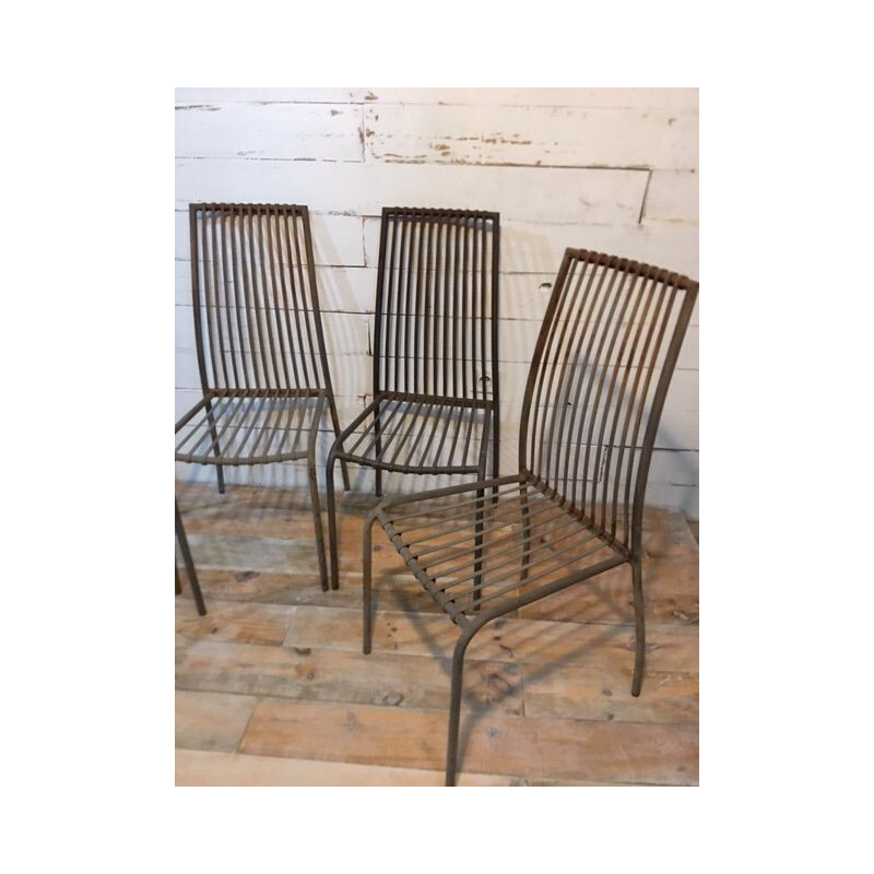 Lot de 4 chaises vintage métal terrasse bistrot