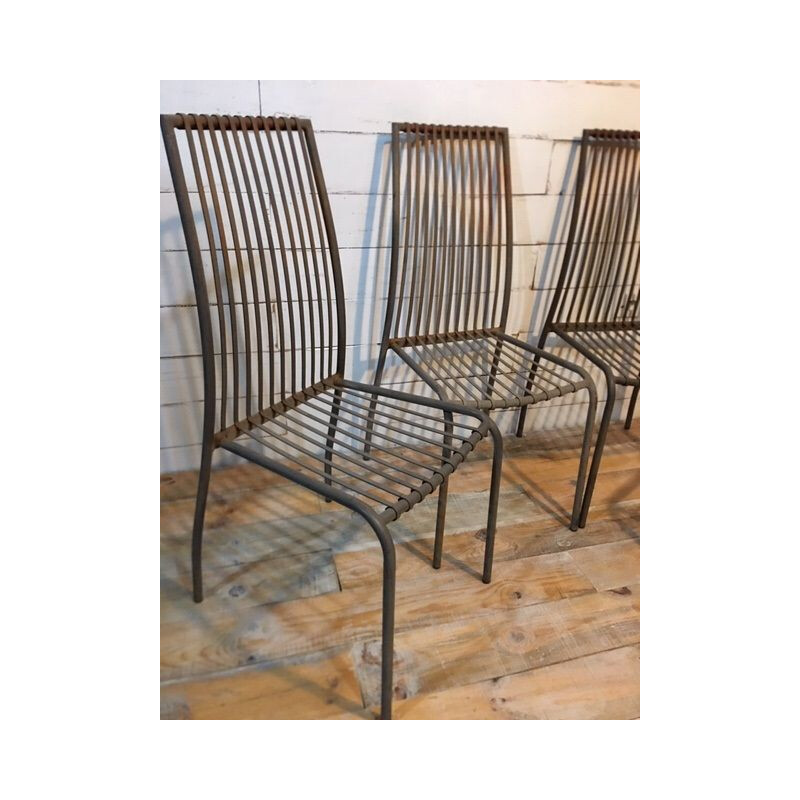 Lot de 4 chaises vintage métal terrasse bistrot