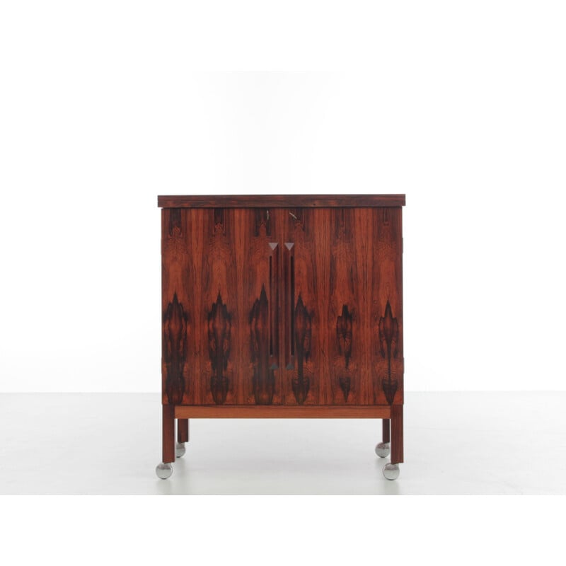 Vintage bar with casters in rosewood from Rio, Scandinavia