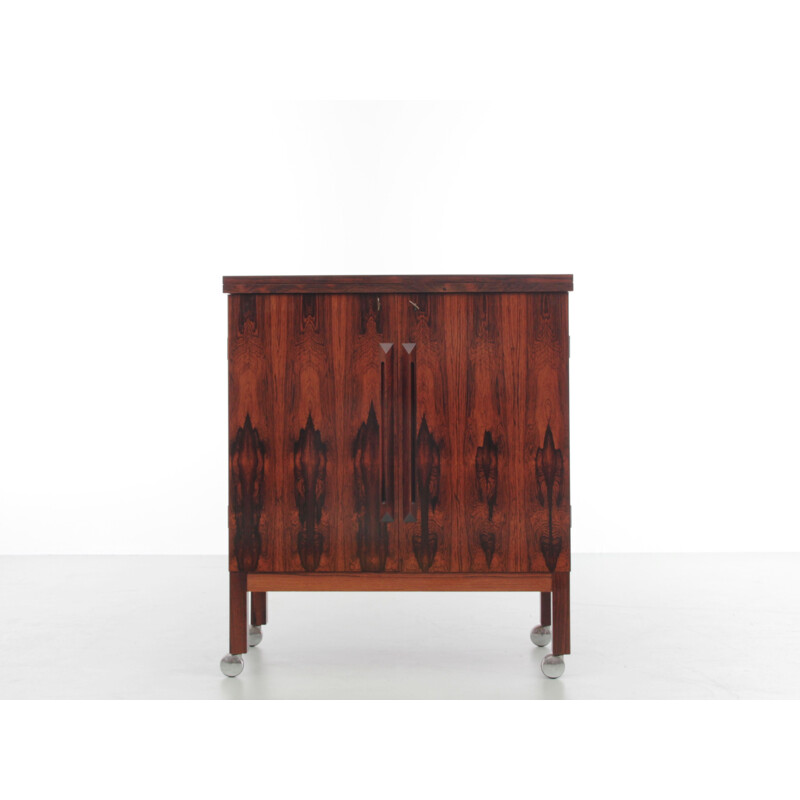 Vintage bar with casters in rosewood from Rio, Scandinavia