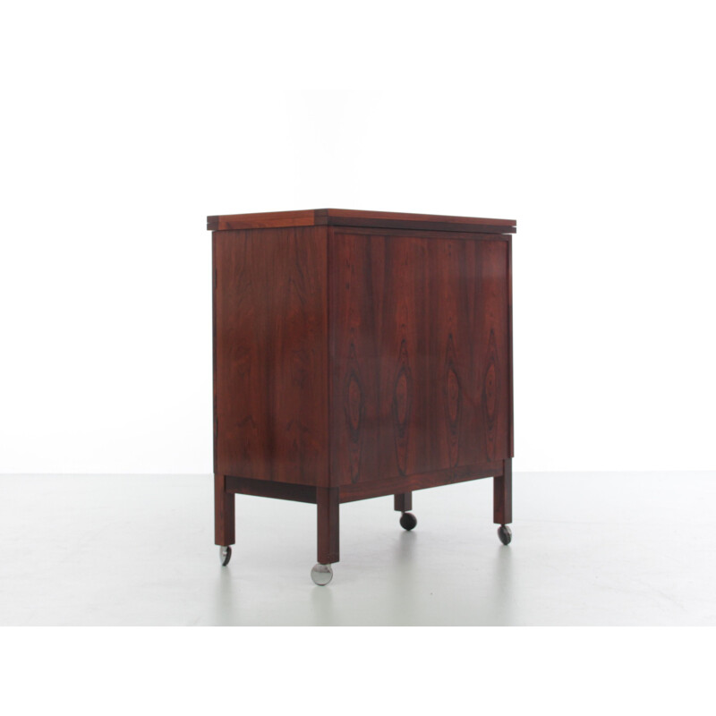 Vintage bar with casters in rosewood from Rio, Scandinavia