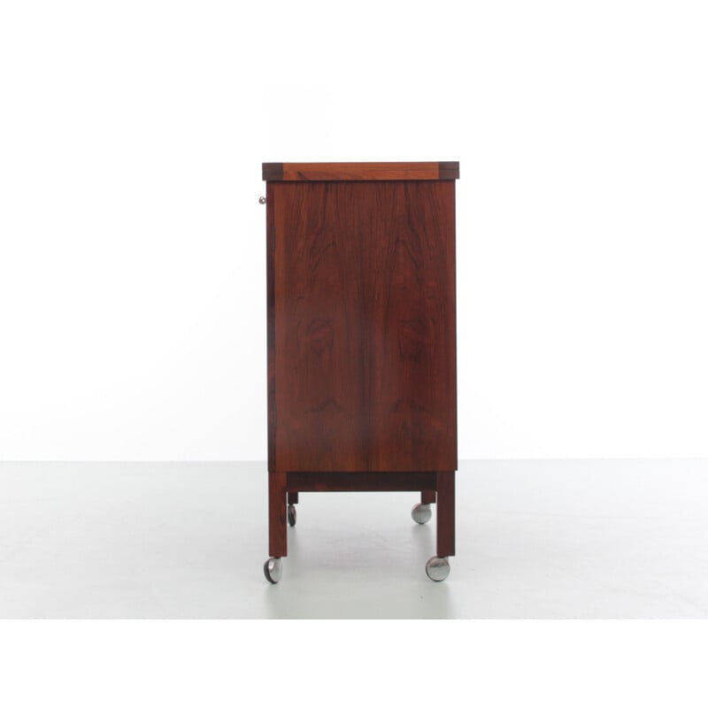 Vintage bar with casters in rosewood from Rio, Scandinavia
