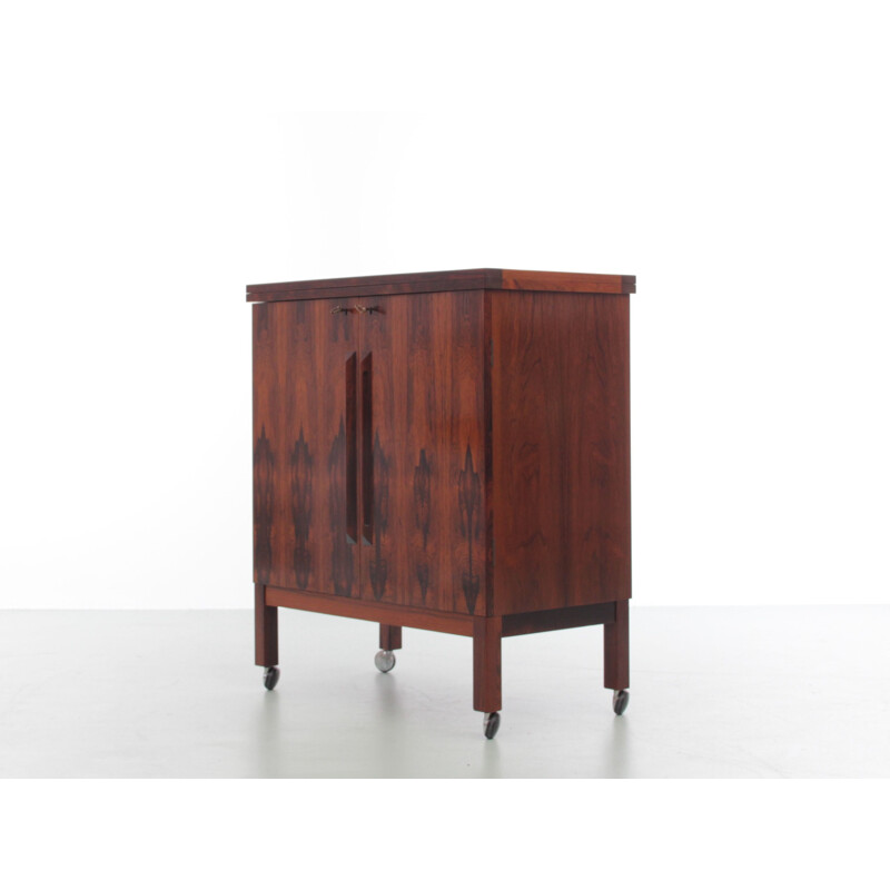 Vintage bar with casters in rosewood from Rio, Scandinavia