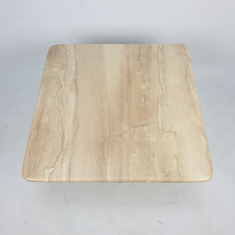 Mid-Century Travertine Coffee Table, Italian 1980s