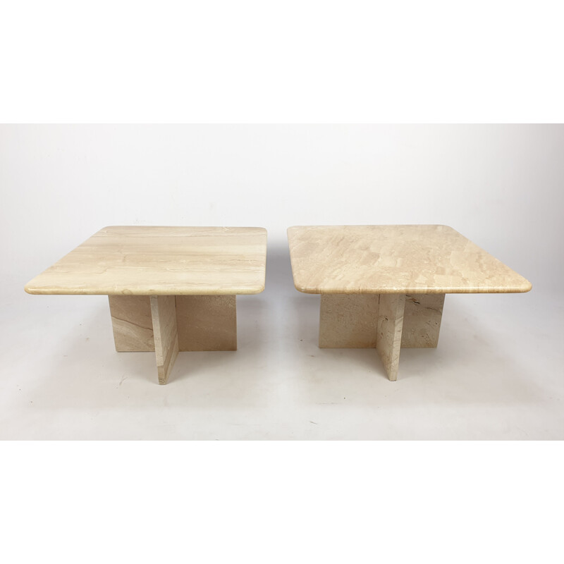 Mid-Century Travertine Coffee Table, Italian 1980s