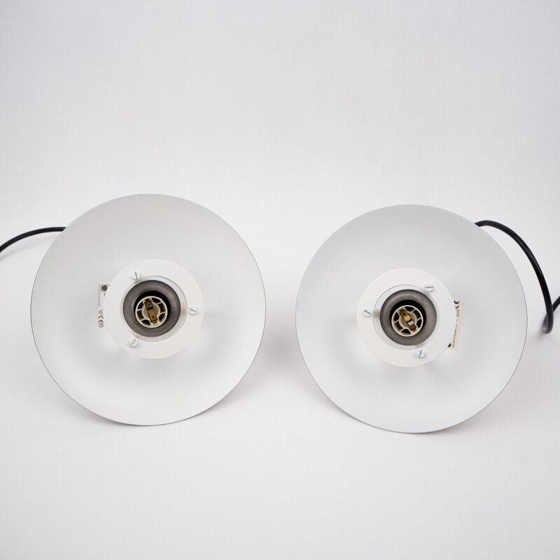 Pair of vintage pendant lamps Luna by Kurt Wiborg Jeka 1980s