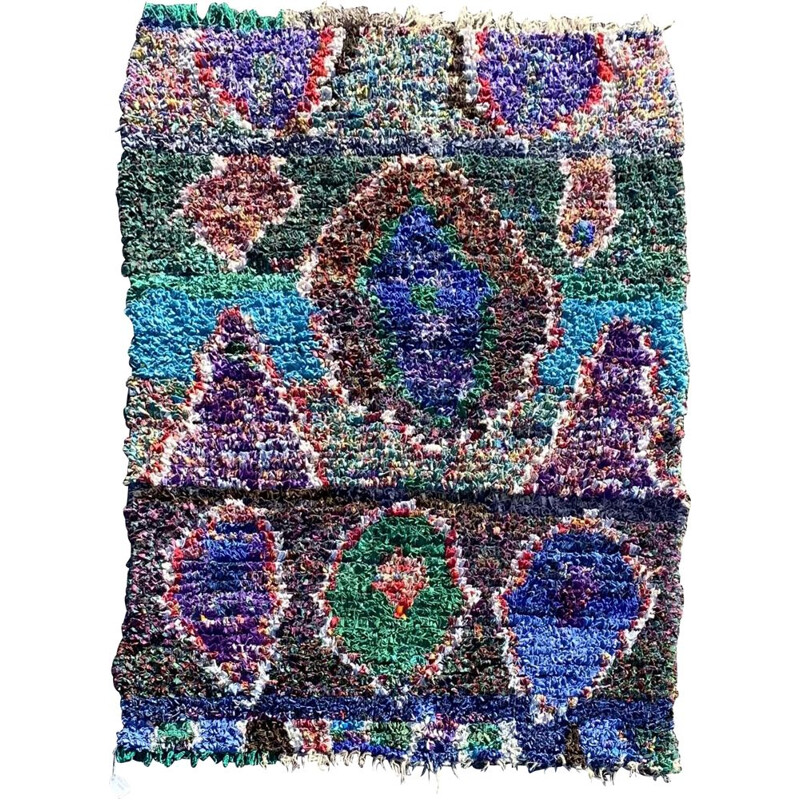 Vintage berber butcherouite carpet, Morocco 1980s