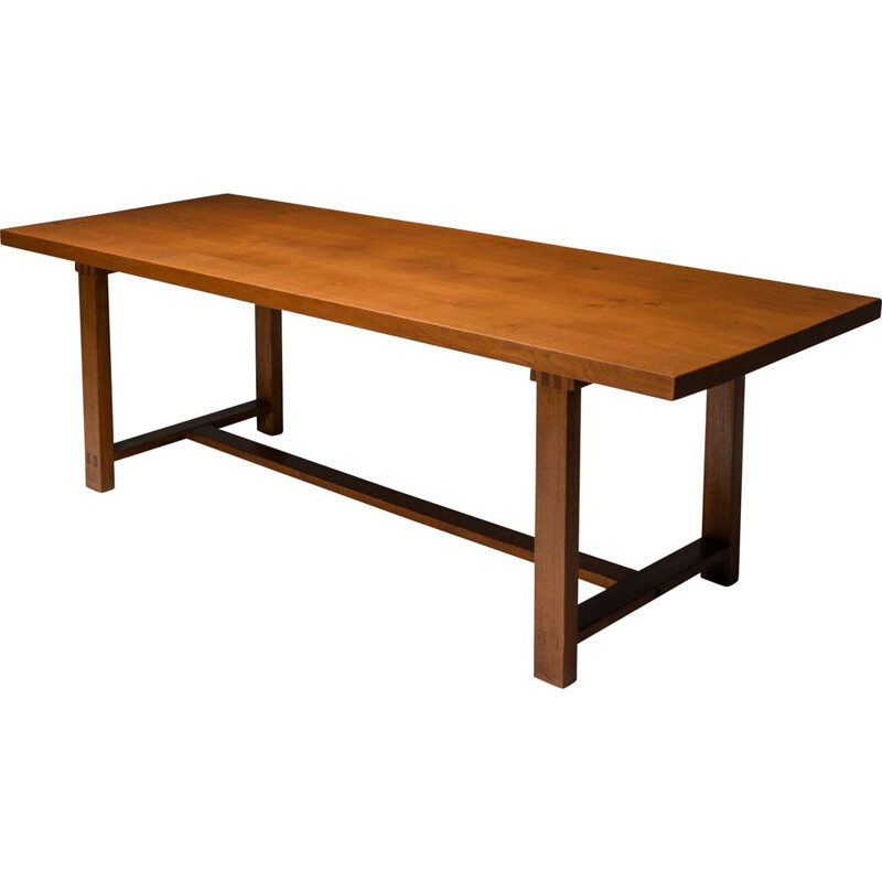 Vintage T01D Dining Table in Solid Elm by Pierre Chapo 1960s