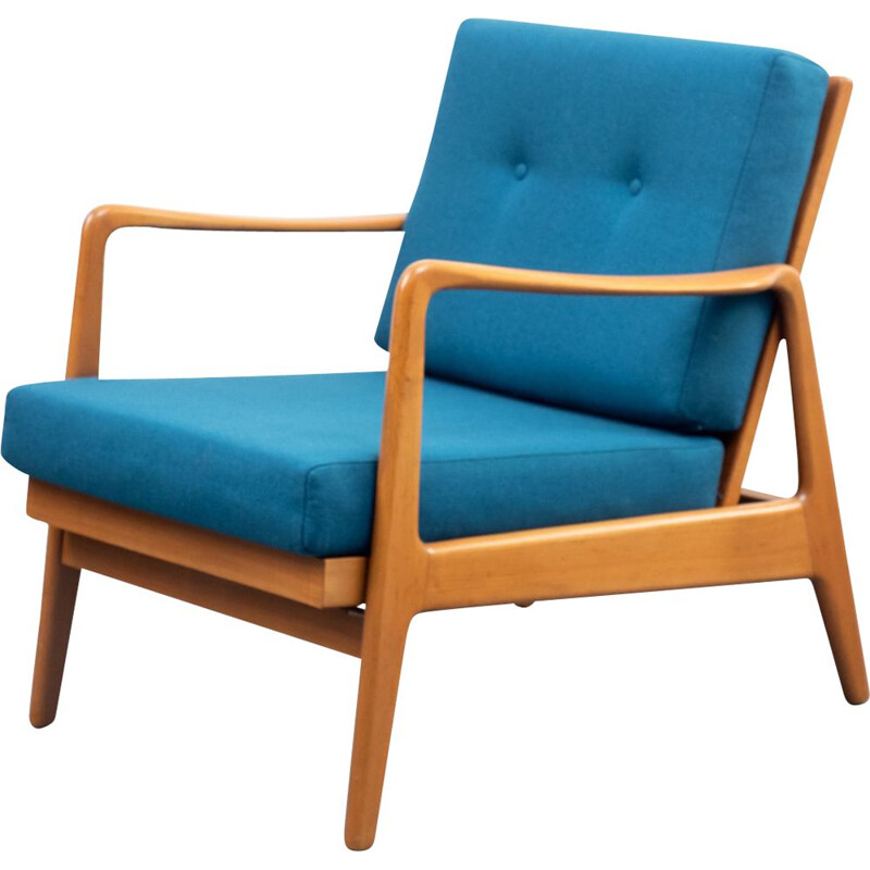 Fauteuil vintage en noyer avec position de relaxation 1950