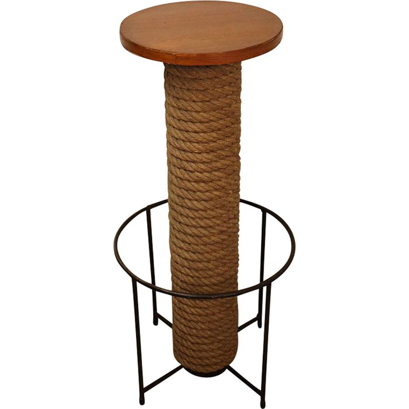 Vintage high stool in braided rope and metal, 1960s