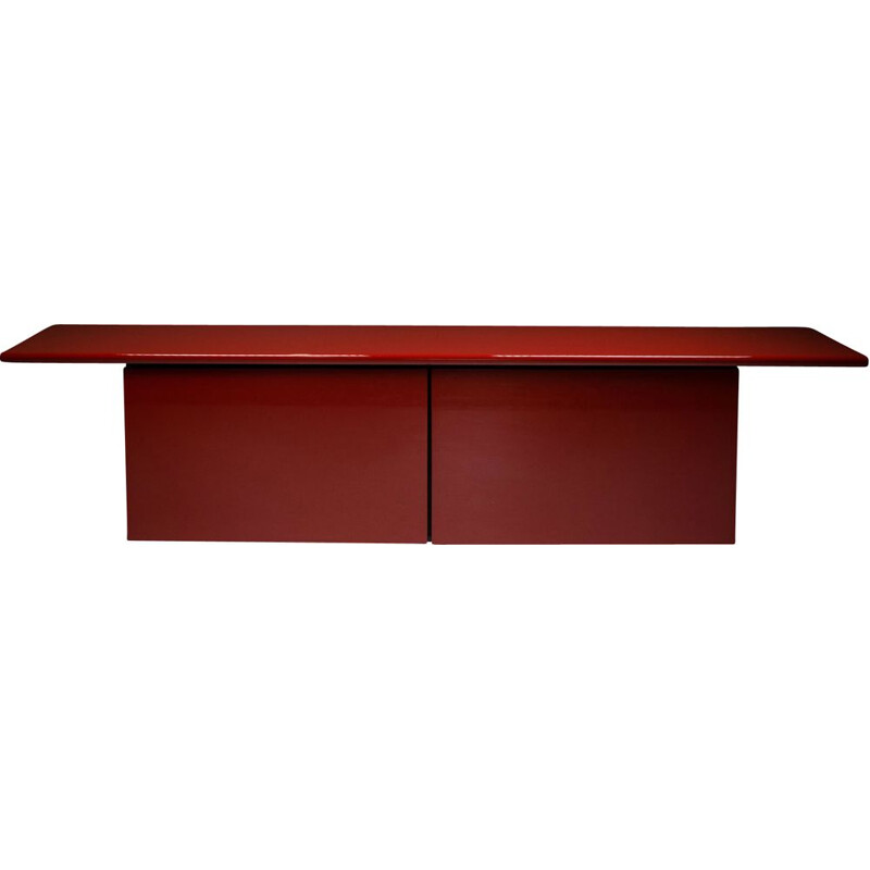 Vintage red lacquered sideboard by Giotto Stoppino for Acerbis, 1977