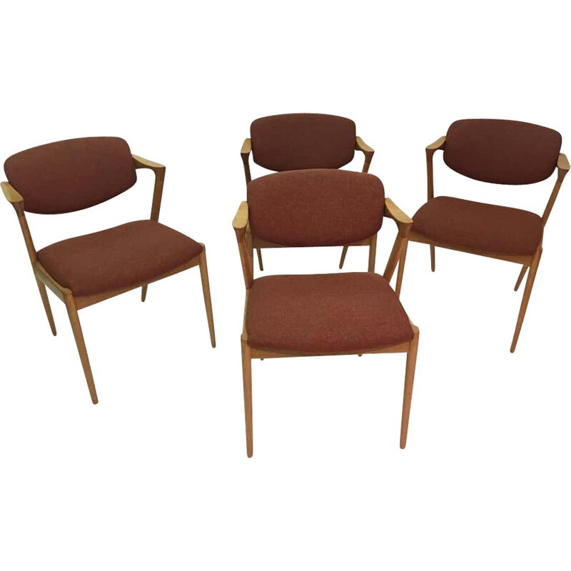 Set of 4 vintage Kai Kristiansen Dining Chairs in Oak, Danish 1956s