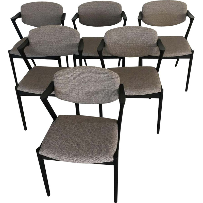 Set of 6 vintage Ebonized Dining Chairs by Kai Kristiansen