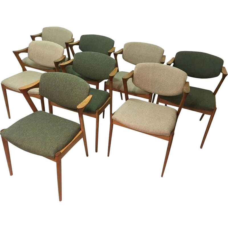 Lot de 8 chaises vintage en chêne par Kai Kristiansen 1956