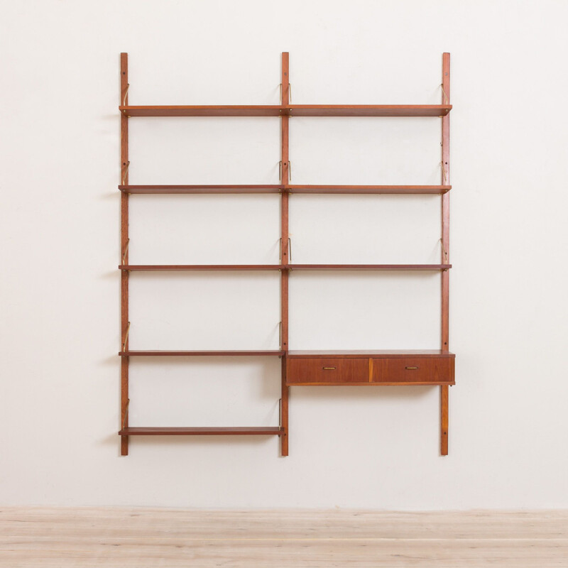 Vintage Danish teak wall unit with small desk, 1960