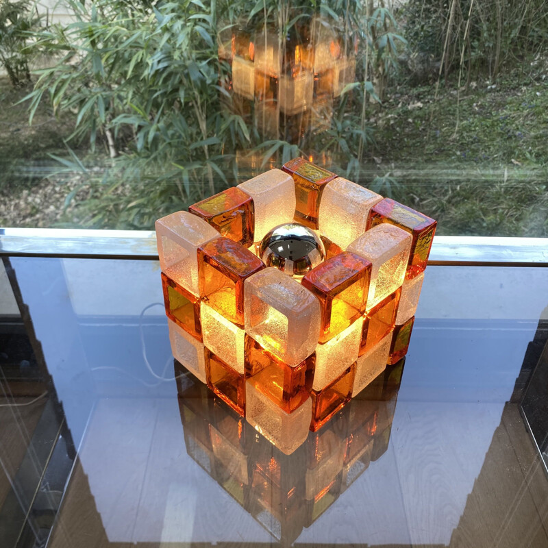 Vintage cubic lamp by Albano Poli for Poliarte, Italy 1960s