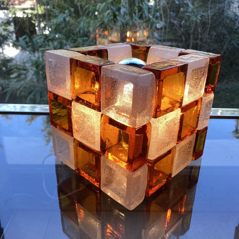 Lampe vintage cubique d'Albano Poli pour Poliarte, Italie 1960