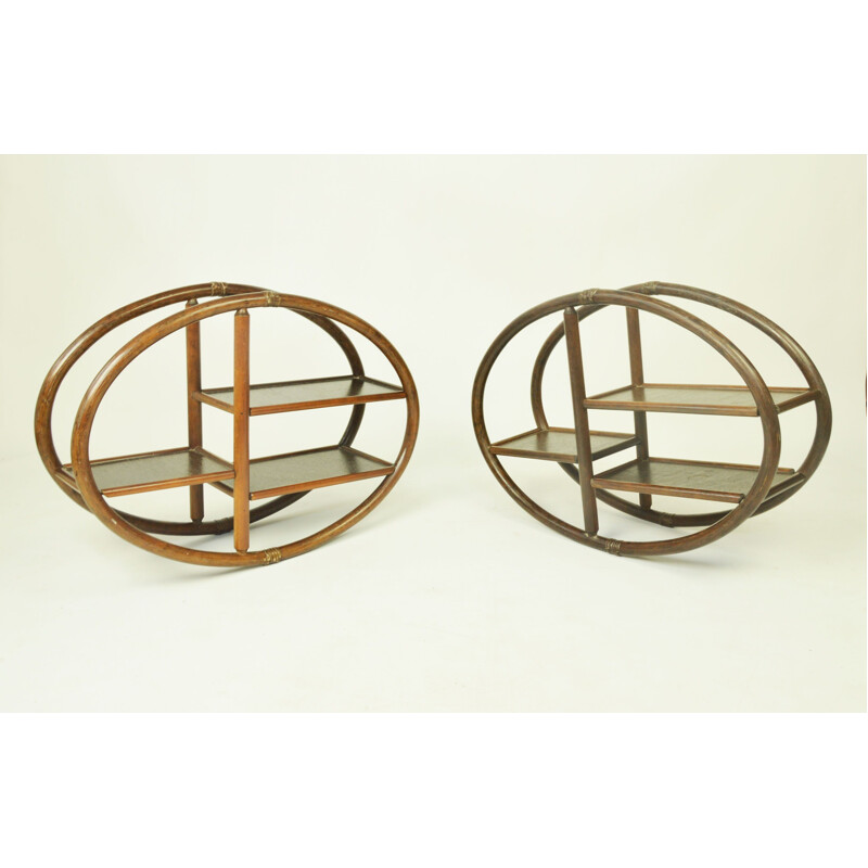 Pair of vintage bamboo shelves 1970s