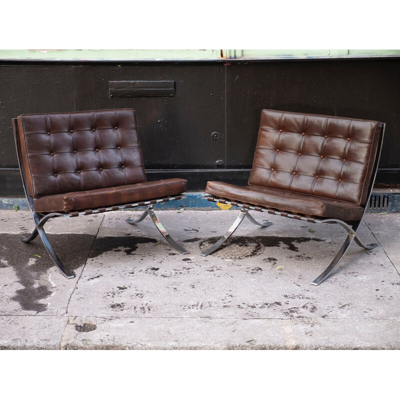 Vintage armchair Barcelona by Mies van der Rohe Knoll 1948s