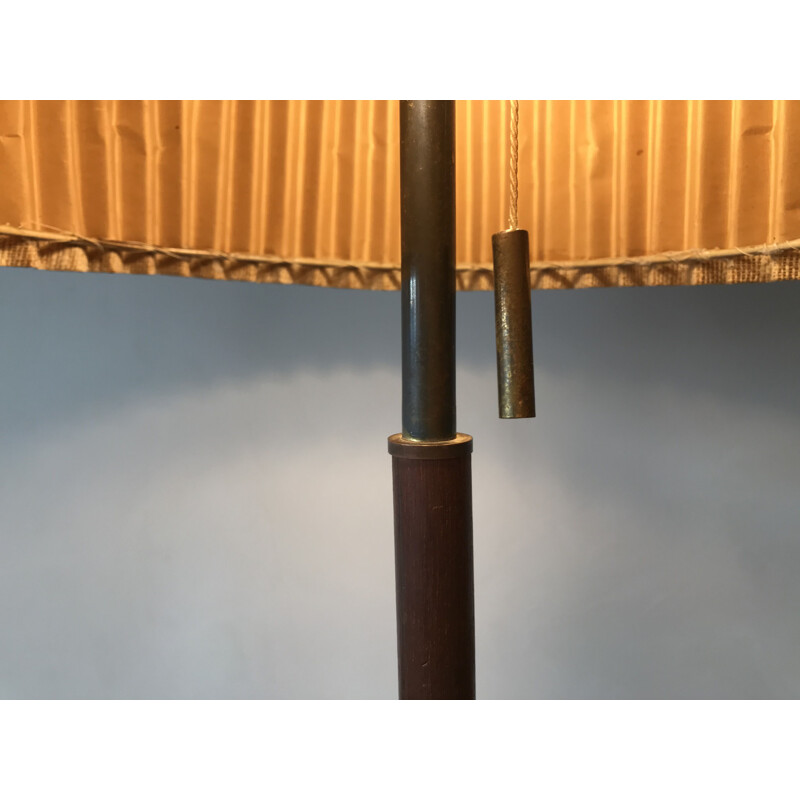 Vintage brass and rosewood lamp by J.T Kalmar, Austria 1950