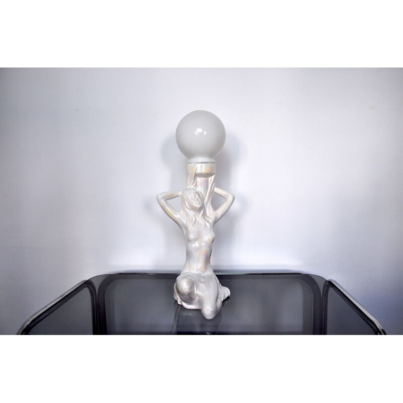 Lampada vintage "Donna nuda" in ceramica 1970