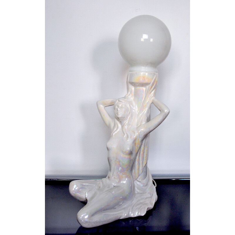 Lampe vintage "Femme nue" en céramique 1970