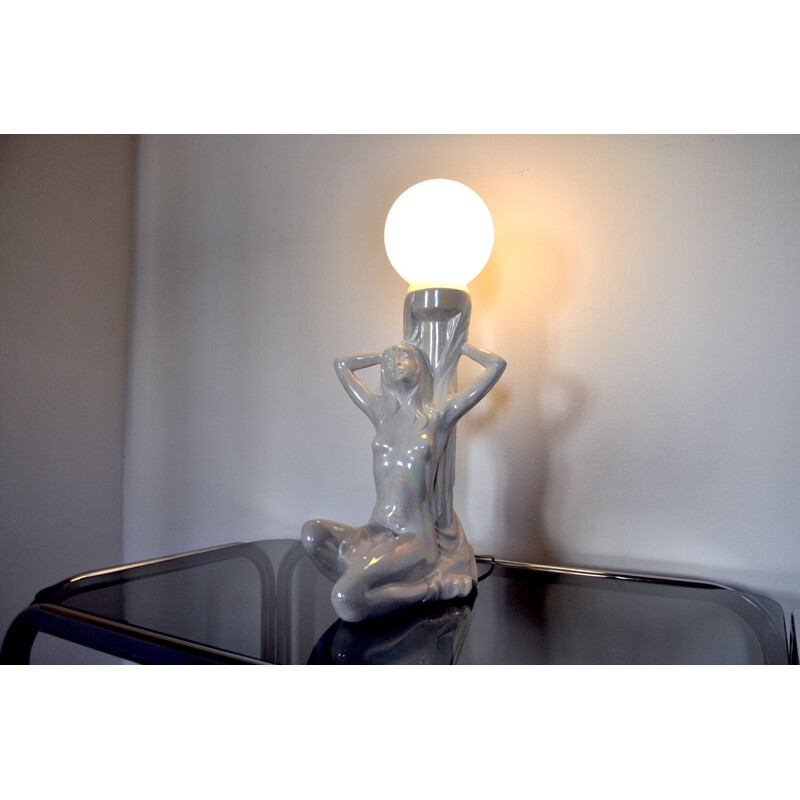 Lampe vintage "Femme nue" en céramique 1970