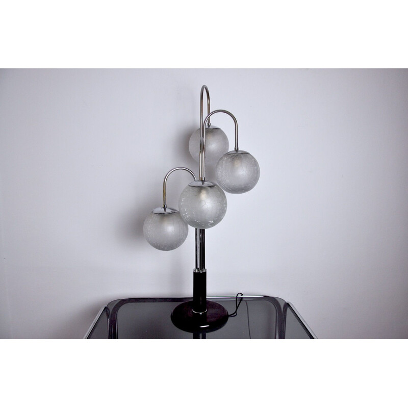 Vintage Art Deco chrome lamp with 4 Murano glass globes, 1960