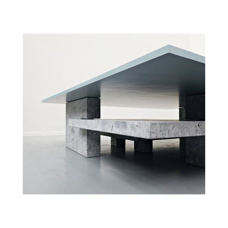 Tavolino vintage in ceppo di gre e piano in vetro di Iceberg architecture studio