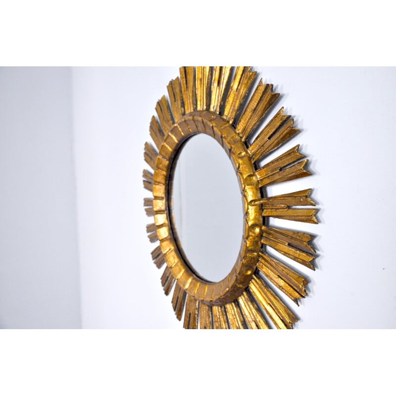 Vintage sunburst mirror in gilded wood