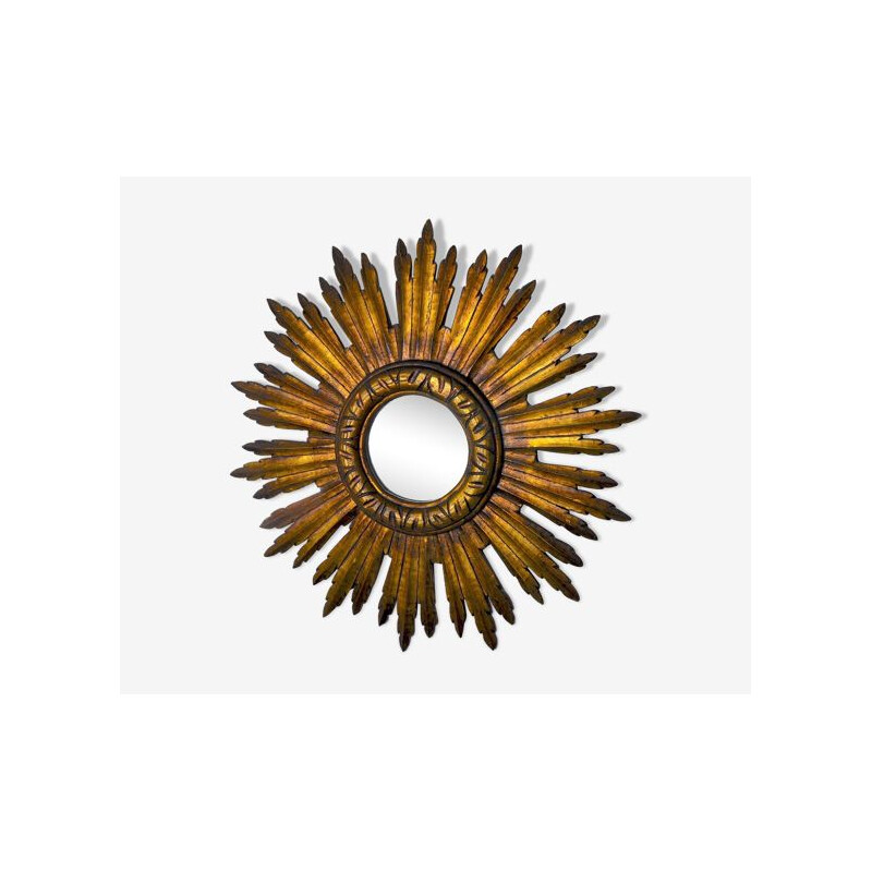 Vintage sunburst mirror in gilded wood